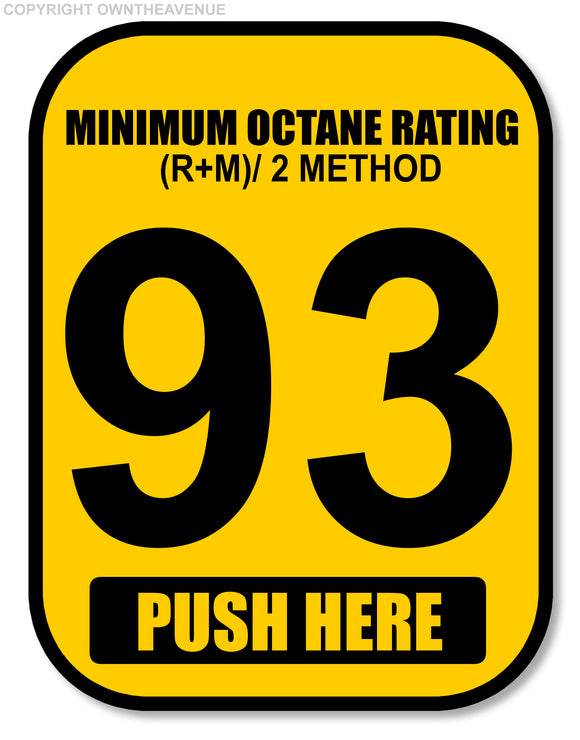 93 Octane Gas Pump Button Label Vinyl Sticker Gasoline Petrol Decal 2x2.5 Inch - OwnTheAvenue