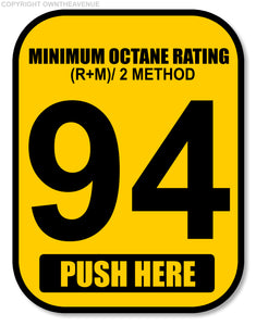 94 Octane Gas Pump Button Label Vinyl Sticker Gasoline Petrol Decal 2x2.5 Inch