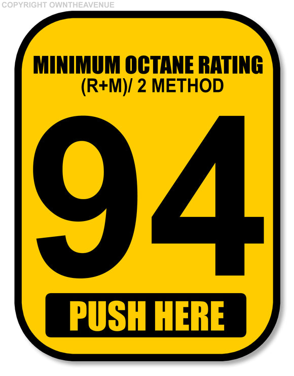 94 Octane Gas Pump Button Label Vinyl Sticker Gasoline Petrol Decal 2x2.5 Inch - OwnTheAvenue