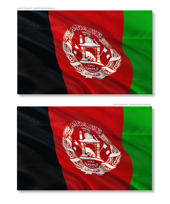 x2 Afghanistan Wavey World Country Flag Vinyl Sticker Decals - 4