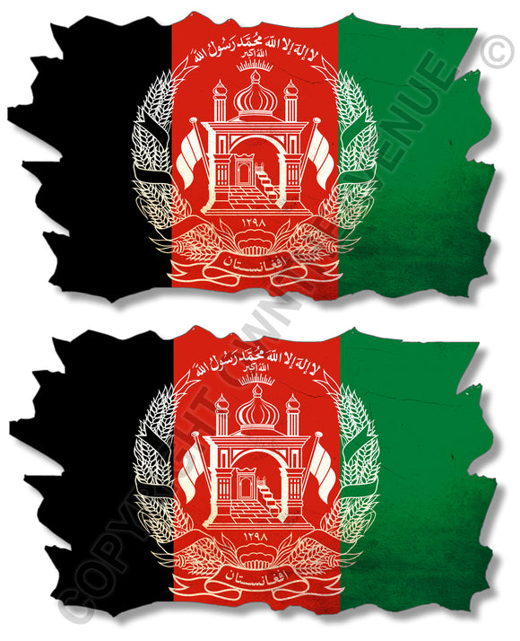 2Pcs Afghanistan Vintage Style Distressed V01 Flags Vinyl Sticker Decals 3
