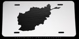 Afghanistan Map Outline Carbon Fiber Vinyl Racing License Plate - OwnTheAvenue