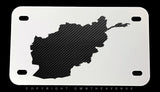 Afghanistan Flag Map Outline Carbon Fiber Vinyl Racing License Plate - OwnTheAvenue