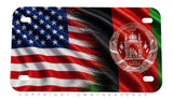 USA American Afghanistan Flag Wavey Style Motorcycle License Plate - OwnTheAvenue