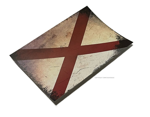 Alabama Flag Rustic Vintage Style Grunge Distressed Tattered Sticker Decal 3.25