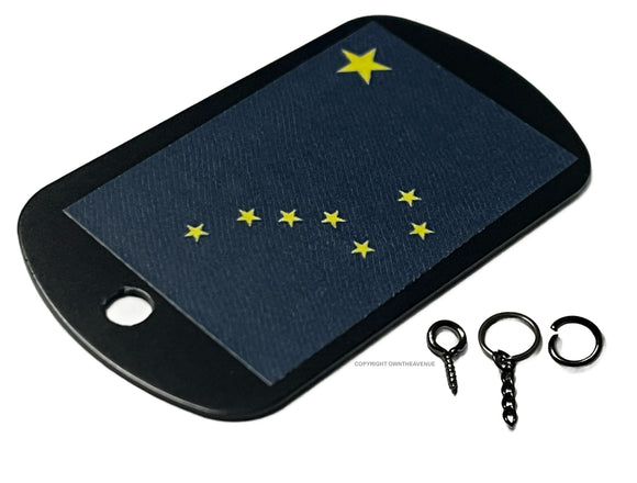 Alaska Flag Black Keychain Necklace Metal Tag - OwnTheAvenue