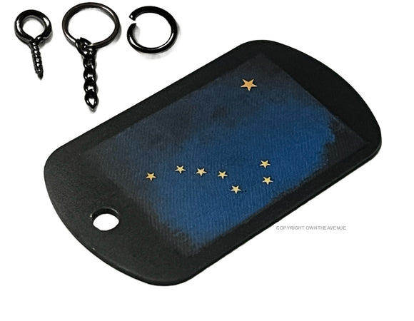 Alaska Flag Rustic Vintage Style Tattered Keychain Necklace Tag - OwnTheAvenue