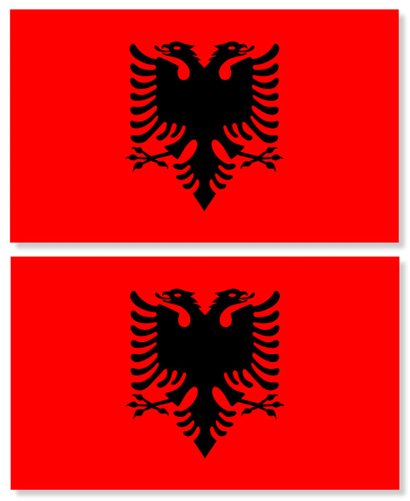 x2 Albania Albanian Country Flag Car Truck Window Bumper Laptop Sticker Decals - OwnTheAvenue