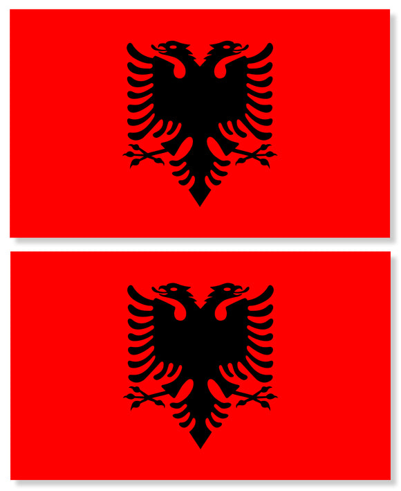 x2 Albania Albanian Country Flag Car Truck Window Bumper Laptop Sticker Decals