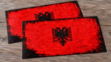 2Pcs Albania Albanian Flag Rustic Style Vinyl Sticker Decals 4" Each