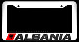 Albania Flag Carbon Fiber Vinyl Racing White License Plate Frame - OwnTheAvenue