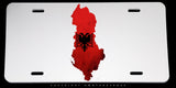 Albania Albanian Flag Map Outline Rustic Style Metal License Plate - OwnTheAvenue
