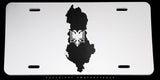 Albania Albanian Flag Map Outline Carbon Fiber Vinyl Racing License Plate - OwnTheAvenue