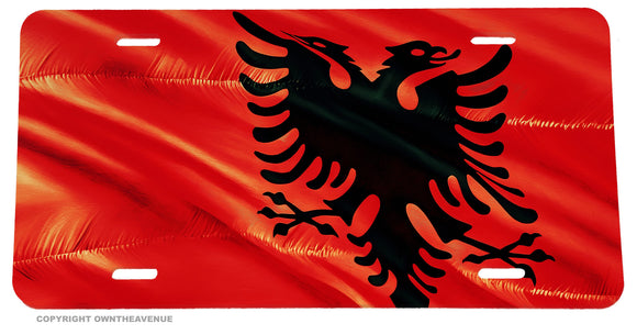 Albania World Wavey Flag Country Auto License Plate
