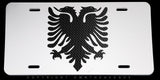 Albania Albanian Flag Logo Carbon Fiber Vinyl Racing Metal License Plate - OwnTheAvenue