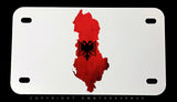 Albania Albanian Flag Rustic Style Map Outline Motorcycle License Plate - OwnTheAvenue