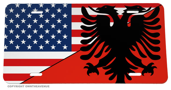 USA American Albania Albanian Flag Auto License Plate
