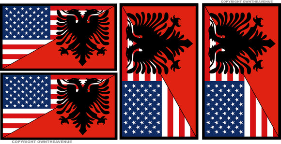 x4 Albania USA Country Flag Car Truck Window Bumper Laptop Sticker Decals