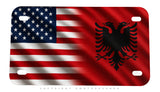 USA American Albania Flag Model V01 Subdue Motorcycle Metal License Plate - OwnTheAvenue