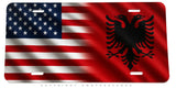 USA American Albania Albanian Flag Wavey Style Auto License Plate - OwnTheAvenue