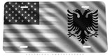USA American Albania Albanian Flag Wavey Style Subdue Auto License Plate - OwnTheAvenue