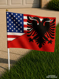 2 Pack Albania Albanian USA American Flag / Flags - 5.5" x 8.1" Each