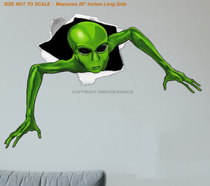 Alien Peeking Hole In Wall 3D Effect Funny Joke Humor Wall Decor Decal 20"