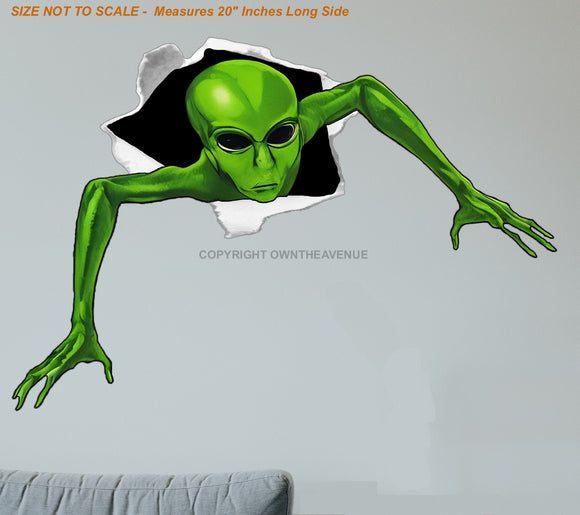 Alien Peeking Hole In Wall 3D Effect Funny Joke Humor Wall Decor Decal 20