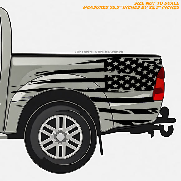 x2 Off Road 4x4 Lifted Truck USA American Distressed Flag Big Size Vinyl Decal Stickers - OwnTheAvenue