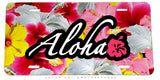 Aloha Hibiscus Pattern Hawaii Hawaiian Flowers Auto Metal License Plate - OwnTheAvenue