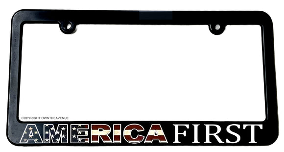 America First 2nd Amendment American Flag USA Car Truck Slim License Plate Frame - OwnTheAvenue