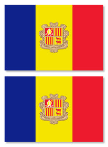 x2 Andorra Andorran Flag Car Truck Window Bumper Laptop Vinyl Sticker Decals