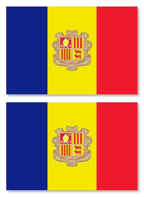 x2 Andorra Andorran Flag Car Truck Window Bumper Laptop Vinyl Sticker Decals