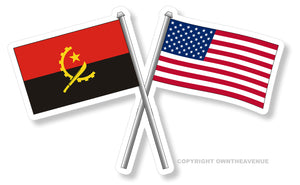 Angola USA American Flags Car Truck Window Laptop Cup Bumper Vinyl Sticker 3.5"