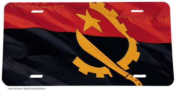 Angola World Wavey Flag Country Auto License Plate