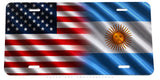 USA American Argentina Flag Wavey Style Auto License Plate - OwnTheAvenue