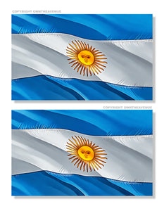 x2 Argentina World Wavey Flag Country Car Truck Vinyl Sticker Decals 4" - OwnTheAvenue
