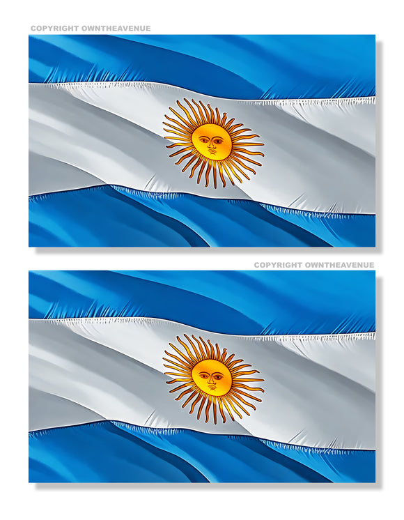 x2 Argentina World Wavey Flag Country Car Truck Vinyl Sticker Decals 4