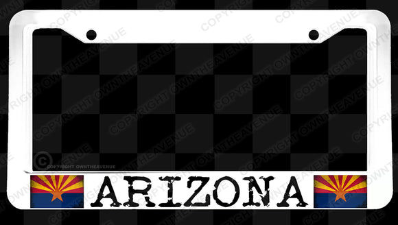 Arizona AZ Flag Vintage Style White License Plate Frame