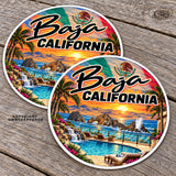 x2 Baja California Mexico Mexican Flag Souvenir Style Vinyl Sticker Decal 4"