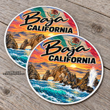 x2 Baja California Mexico Mexican Flag Model V01 Vinyl Sticker Decals 4"