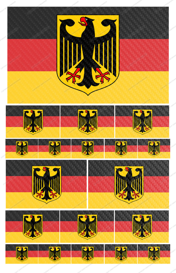 19Pcs Pack Lot German Germany Flags Carbon Vinyl Racing Eagle Sticker Decals - OwnTheAvenue