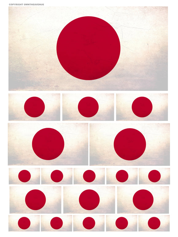 19Pcs Pack Lot Japan Japanese Vintage Style Flag Assorted Vinyl Sticker Decals - OwnTheAvenue
