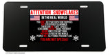 Attention Snowflake Funny Joke Sensitive Baby Gag Prank License Plate Cover - OwnTheAvenue