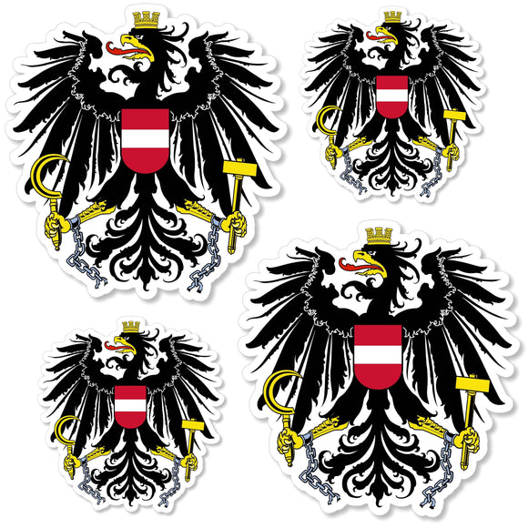4Pcs Austria Austrian Coat of Arms Eagle Flag Vinyl Sticker Decals 4