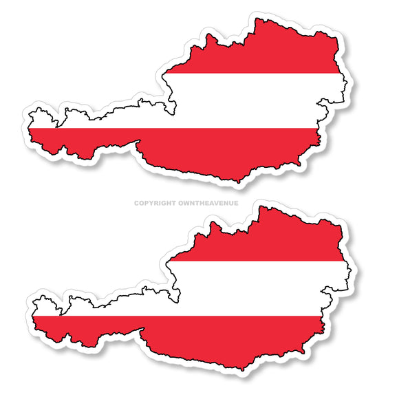 x2 Austria World Flag Map Outline Country Vinyl Sticker Decals - 4
