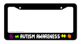 Autism Awareness Puzzle Black License Plate Frame