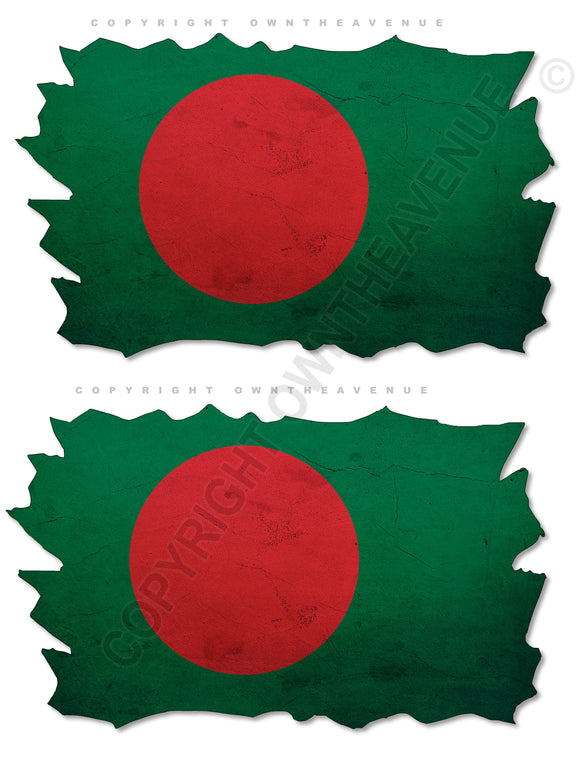 2Pcs Bangladesh Bangladeshi Vintage Style Distressed Flags Vinyl Sticker Decals 3