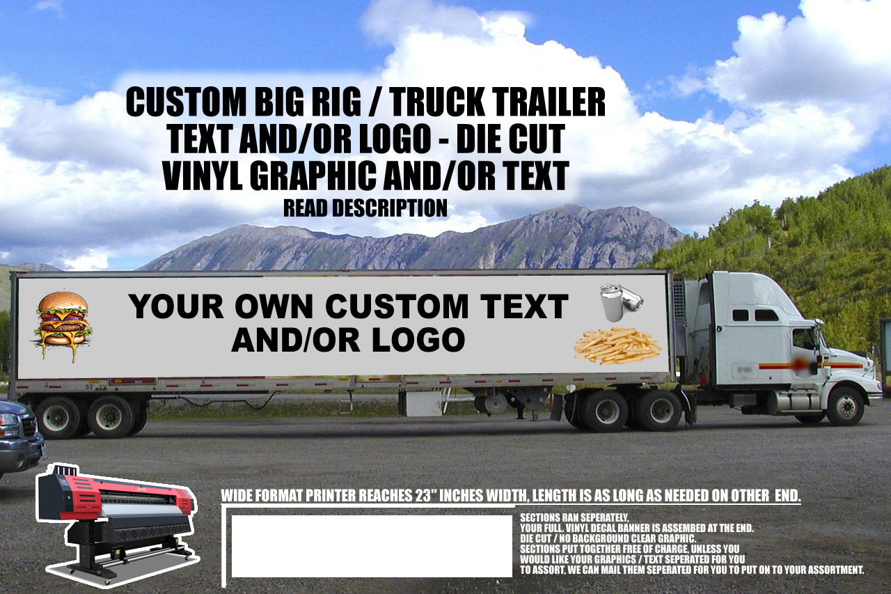 x2 Custom Printed Big Rig Trailer Truck Vinyl Decal Die-cut Sign ...