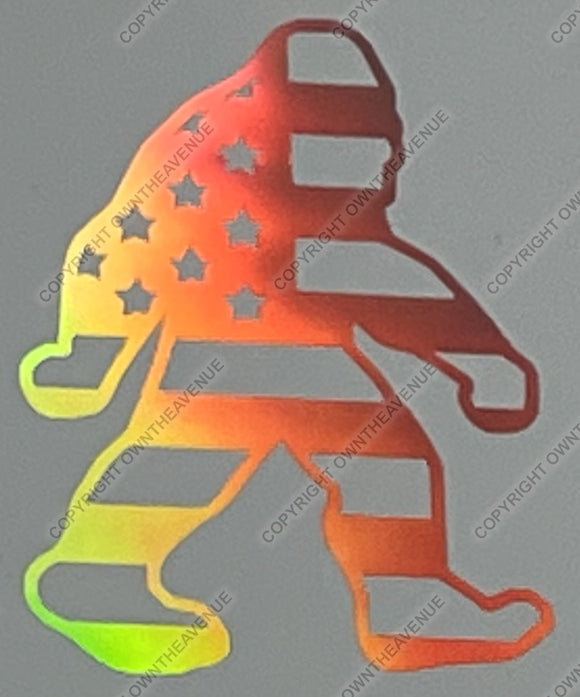 Bigfoot USA American Flag Holographic Oil Slick Sticker Decal 4